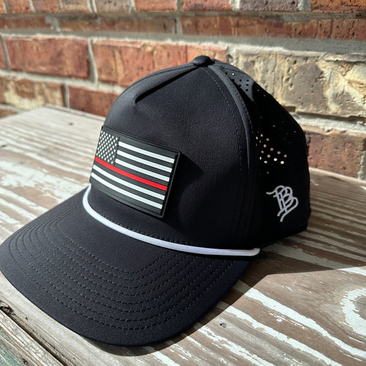 Branded Bills 545 CURVED 5 PANEL ROPE - Red Line American Flag PVC Patch